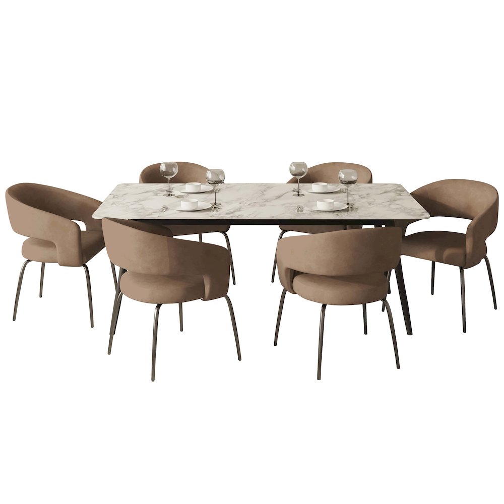 7-Piece Dining Set with Rectangular Sintered Stone Dining Table