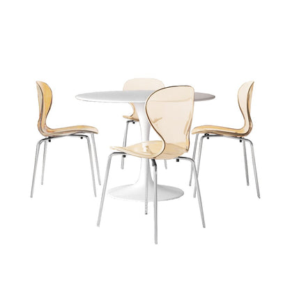 5-Piece Dining Set Round White MDF Dining Table