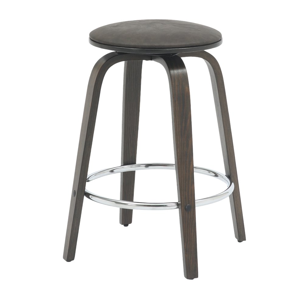 Wooden Counter Stool Pelya Collection Modern Style Walnut Glazed color in Brown