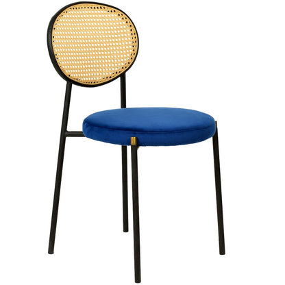 Euston Modern Wicker Dining Chair with Velvet Round Seat