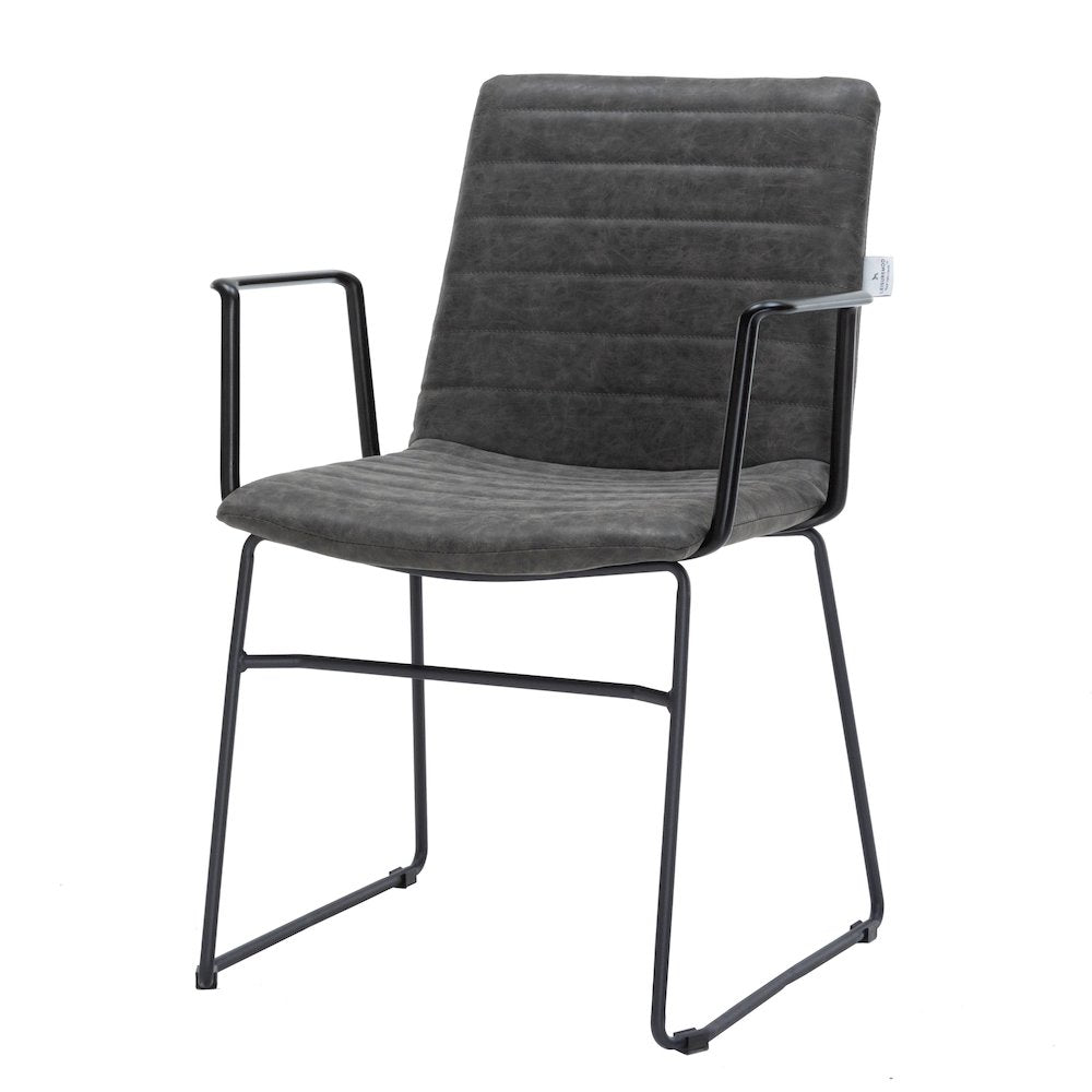 Zylar Series Office Guest Arm Chair in Charcoal Leather