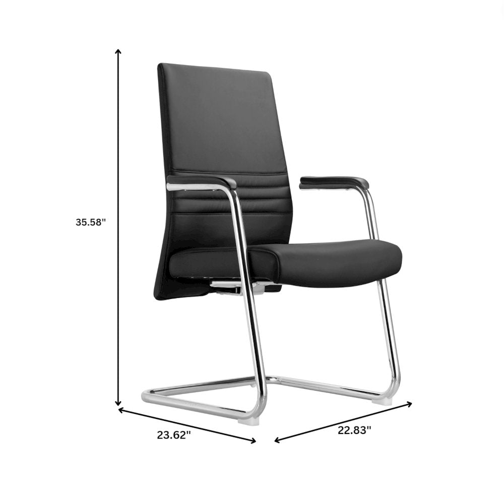 Aleen Series Guest Office Chair In Black Leather