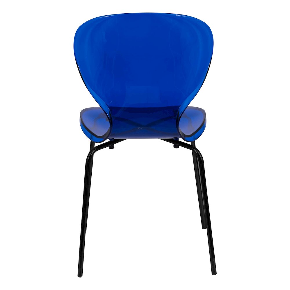 Modern Oyster Transparent Side Chair in Black Base set of 4