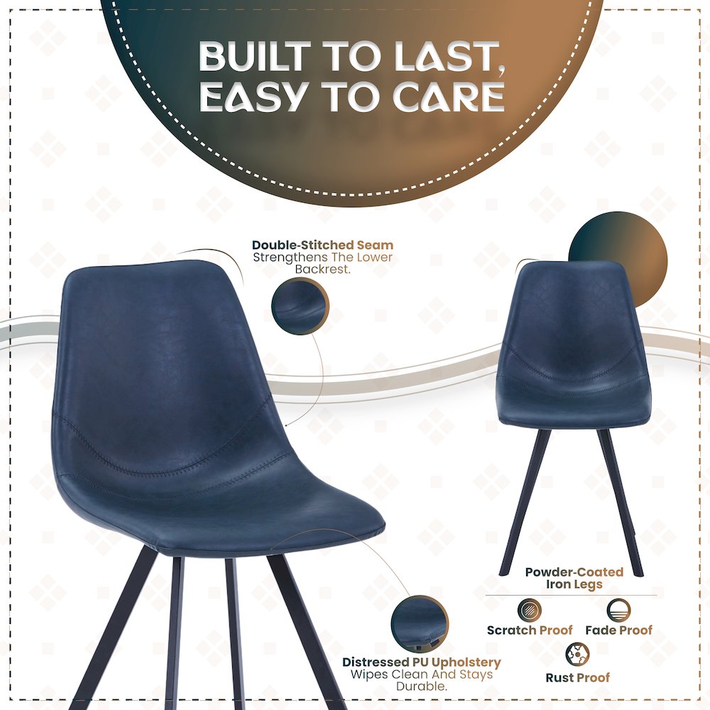 Markley Modern Leather Dining Chair With Metal Legs