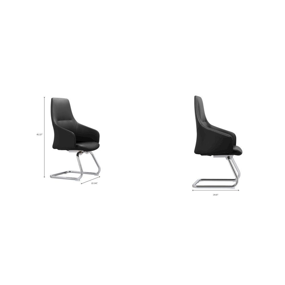 Celeste Series Guest Office Chair in Black Leather