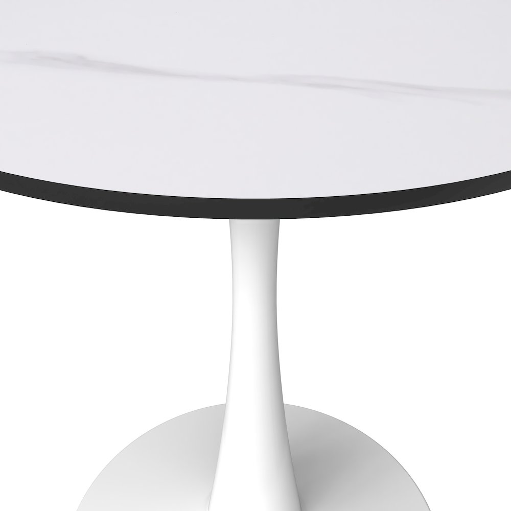 Bristol 27 round dining table White base with White Sintered stone Top