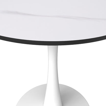 Bristol 27 round dining table White base with White Sintered stone Top