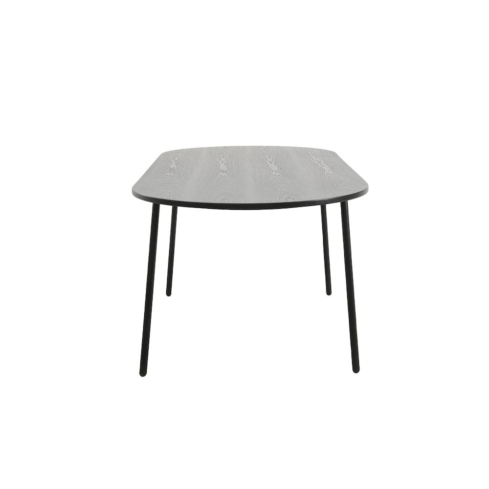 Tule Modern 83" Oval Dining Table with MDF Top and Black Steel Legs in Black