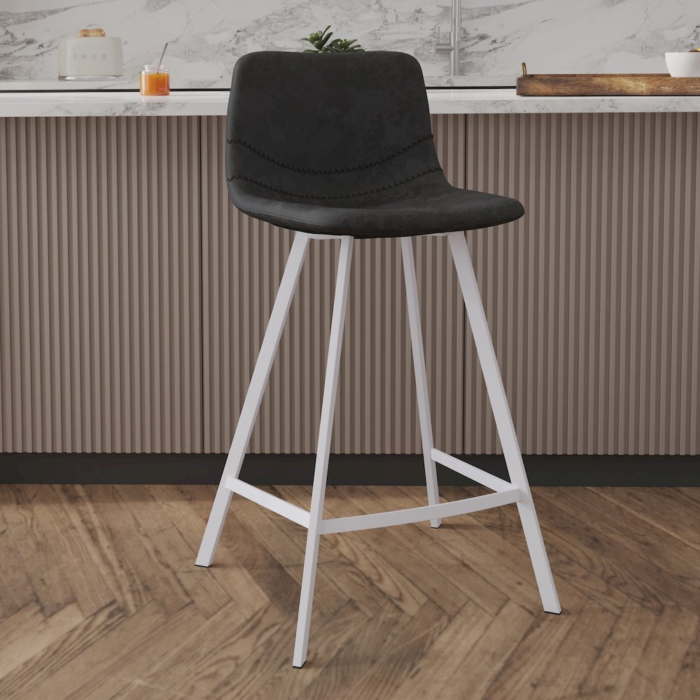 Elland - Counter stool -White Base-Charcoal Black