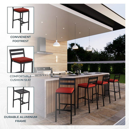Chelsea Collection Modern Aluminum Outdoor Bar Chair Set of 2