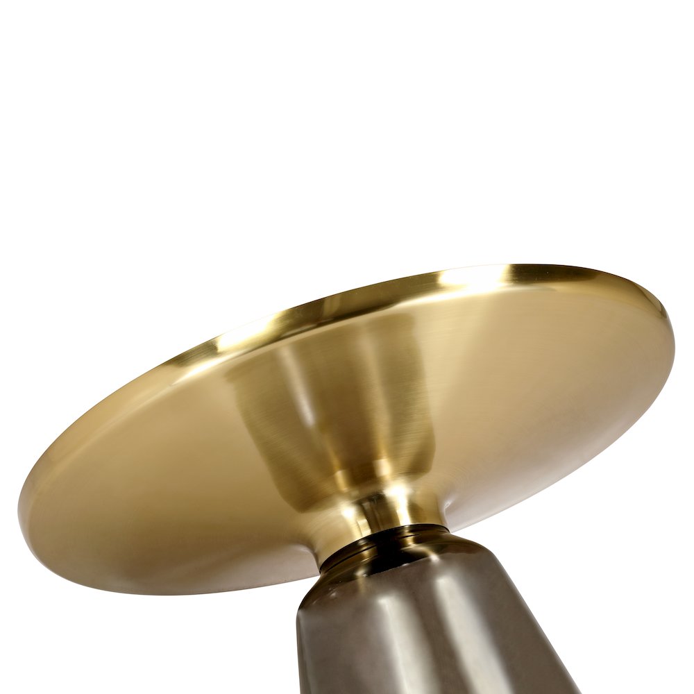 Tully Collection Glass Coffee Table Grey glass, Gold Rim with Black Glass top