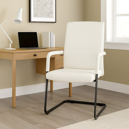 Evander Office Guest Chair in White Leather