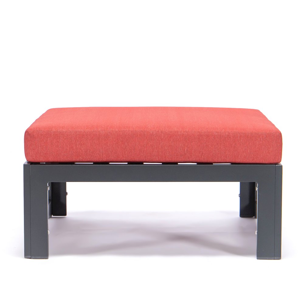 Chelsea Outdoor Patio Black Aluminum Ottomans With Cushions Set Of 2