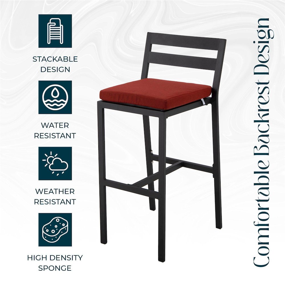 Chelsea Collection Modern Aluminum Outdoor Bar Chair Set of 2