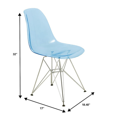 5-Piece Dining Set 35" Round Dining Table in Chrome - Transparent Blue