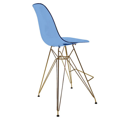 Cresco Counter Height Chair With Eiffel Gold Base In Transparent Blue
