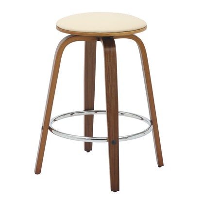 Wooden Counter Stool Pelya Collection Modern Style Walnut color in Cream