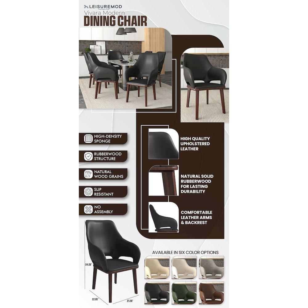 Vivara Collection Modern Dining Chair in Dark Grey