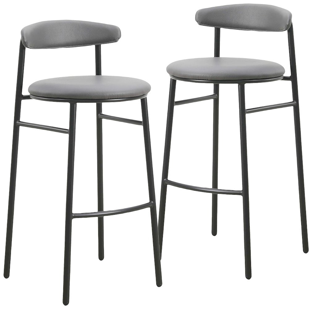 Lume Collection Modern Bar Stool in Charcoal Set of 2
