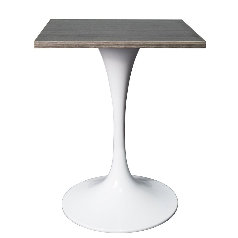 Verve Collection 24 Square Dining Table, White Base with Dark Maple MDF Top