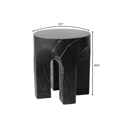 Crus Collection Fiberglass Outdoor Side Table Marbleized Black