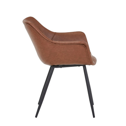 Markley Modern Leather Dining Arm Chair With Metal Legs