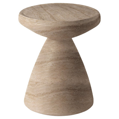 Dune Collection Fiberglass Outdoor Side Table in Travertine