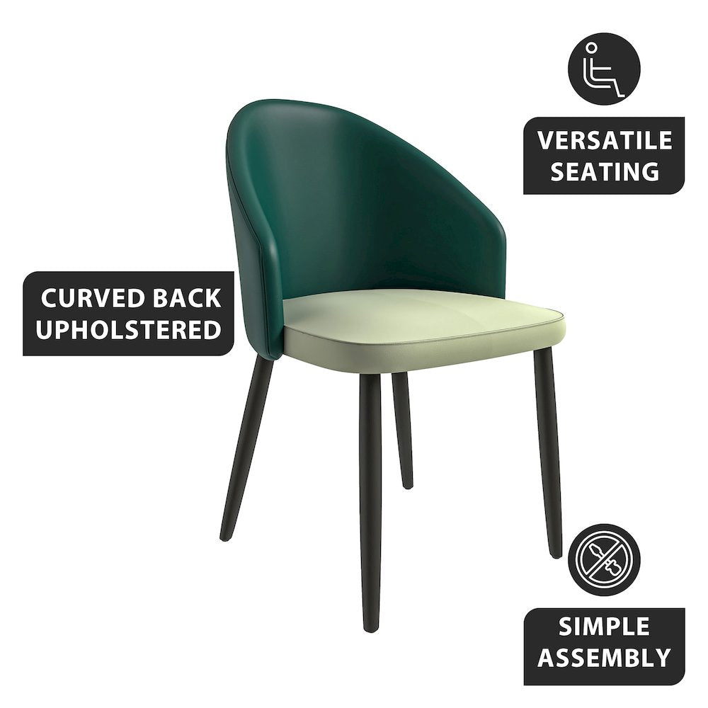 Paradiso Collection Modern Dining Seat in Green, with Light Grey Fabric Seat