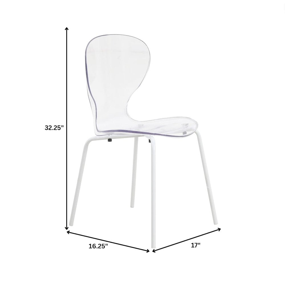 Modern Oyster Transparent Side Chair in White Base Set of 4