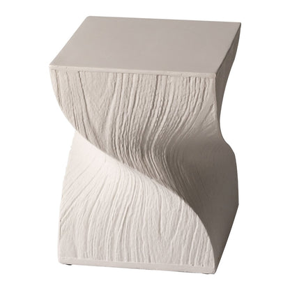 Onyx Collection Fiberglass Outdoor Side Table in Cream
