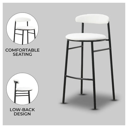 Lume Collection Modern Bar Stool in Grey Set of 2