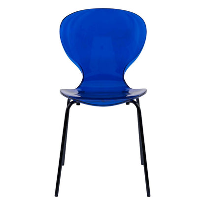 Modern Oyster Transparent Side Chair in Black Base set of 4