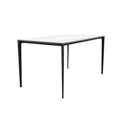 Avo Series Modern Dining Table Black Base, With 62 White/Gold Sintered Stone Top