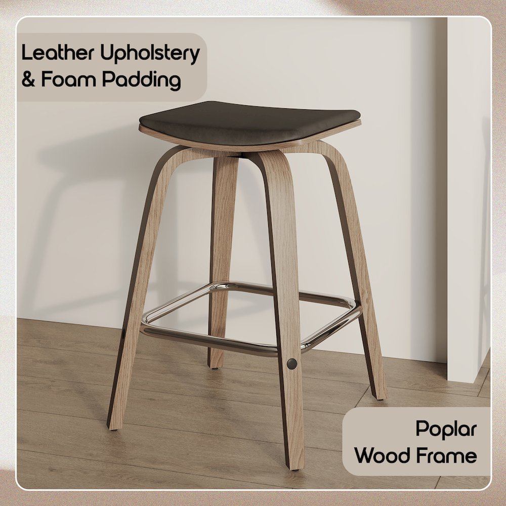 Wooden Counter Stool in Brown