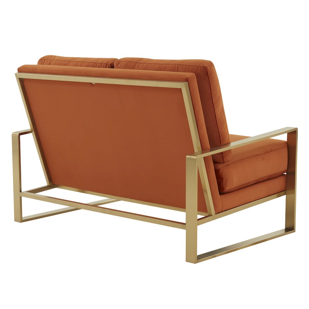 Jefferson Contemporary Modern Velvet Loveseat With Gold Frame