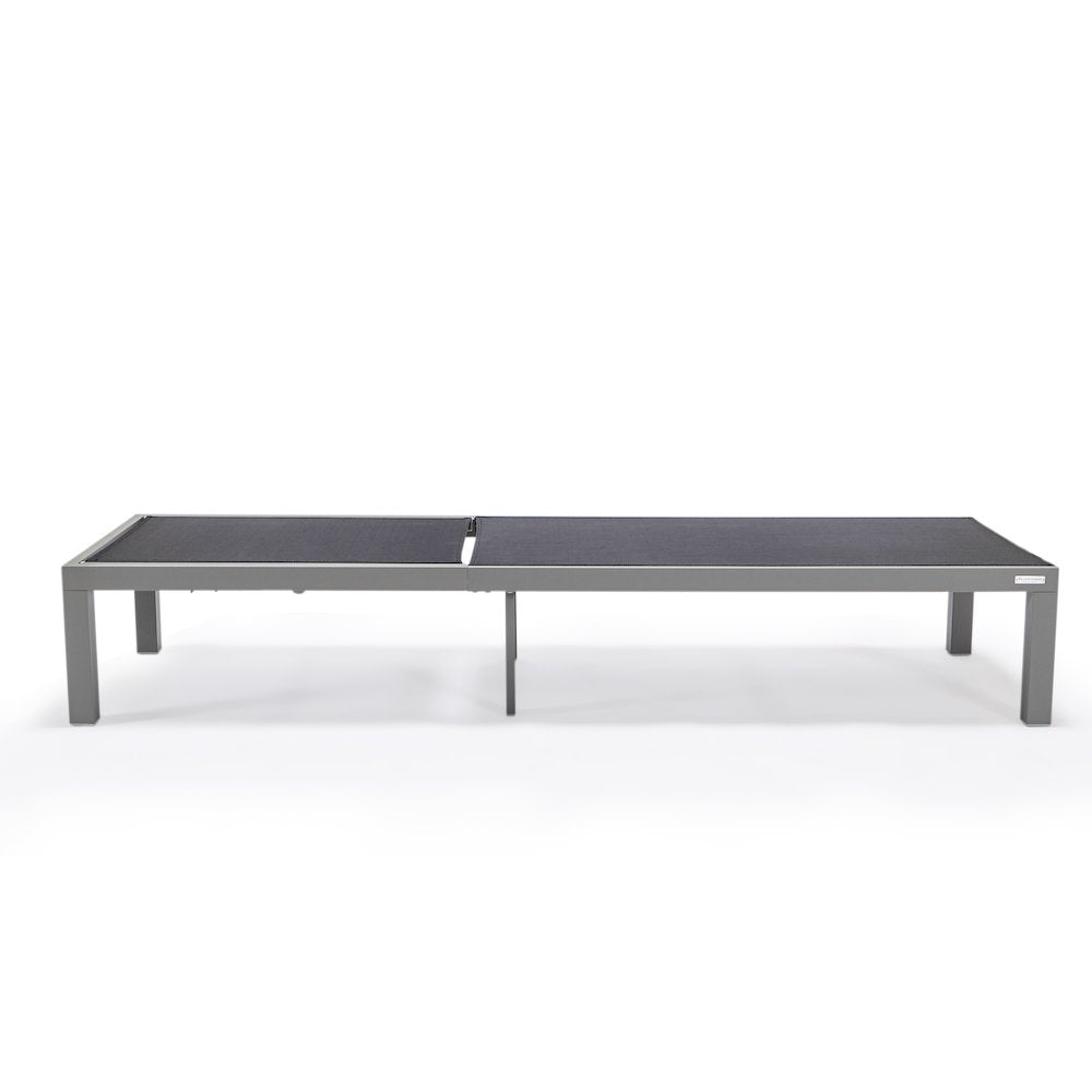Marlin Patio Chaise Lounge Chair With Grey Aluminum Frame, Set of 2 in Black