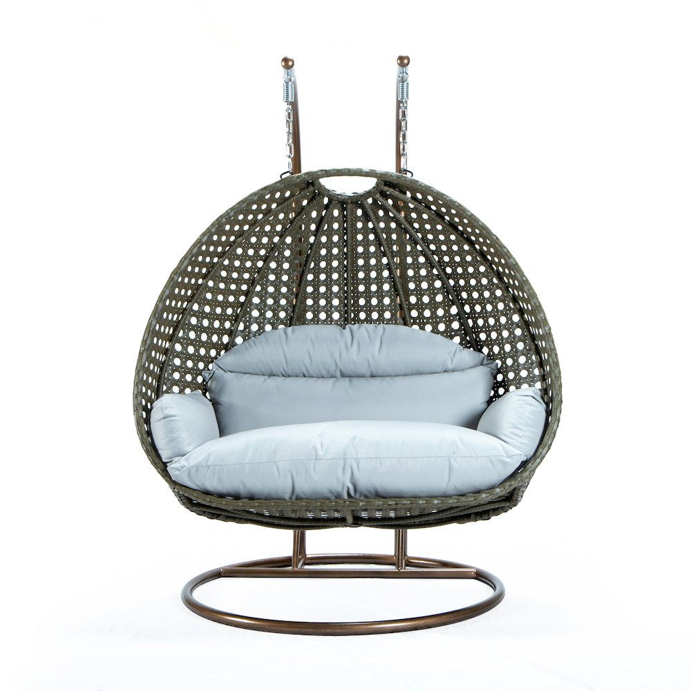 Beige Wicker Hanging 2 person Egg Swing Chair