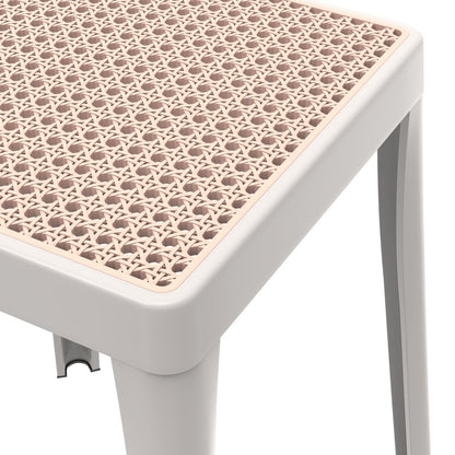 Tresse Series Stackable Poly Stool With Wicker Top 12 in White