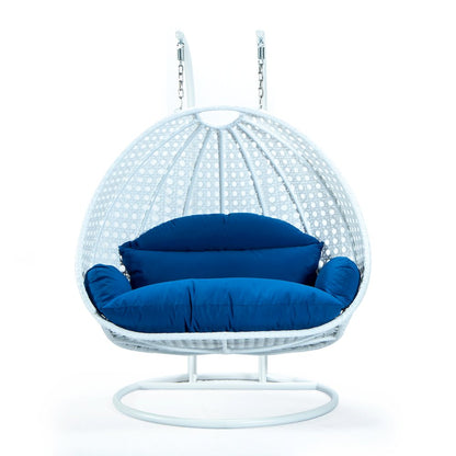 White Wicker Hanging 2 person Egg Swing Chair