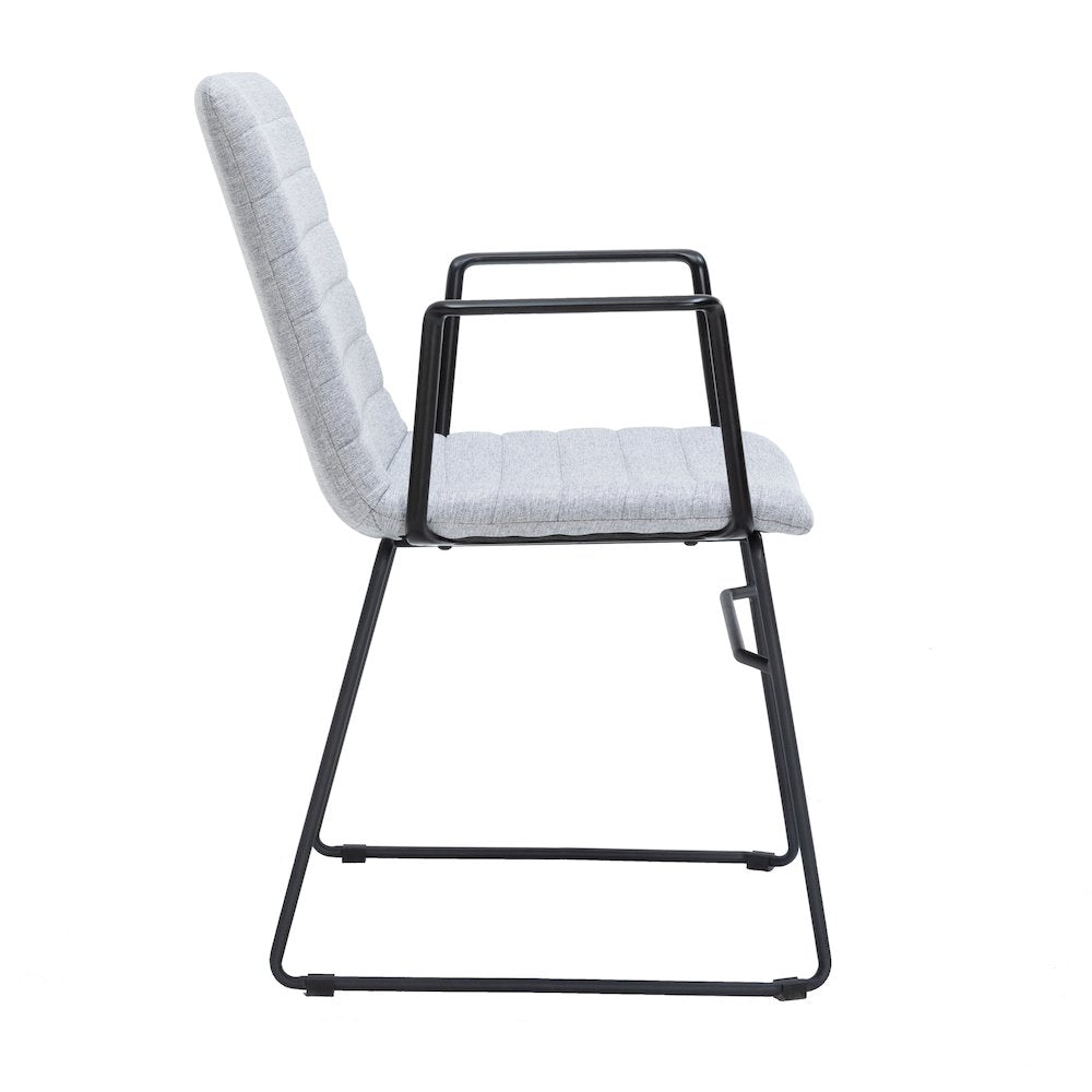 Zylar Series Office Guest Arm Chair in Grey Fabric