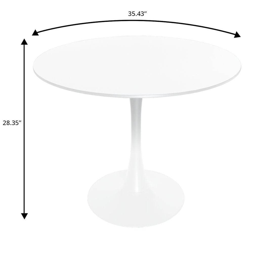 5-Piece Dining Set Round White MDF Dining Table