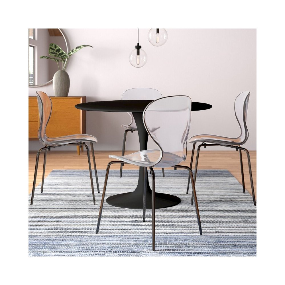 5-Piece Dining Set Round Black MDF Dining Table