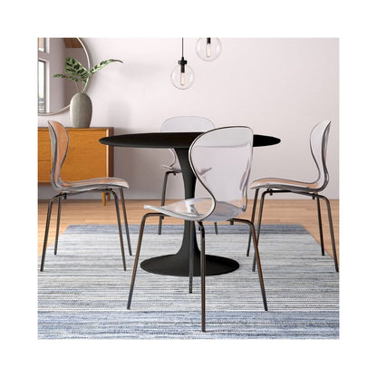 5-Piece Dining Set Round Black MDF Dining Table