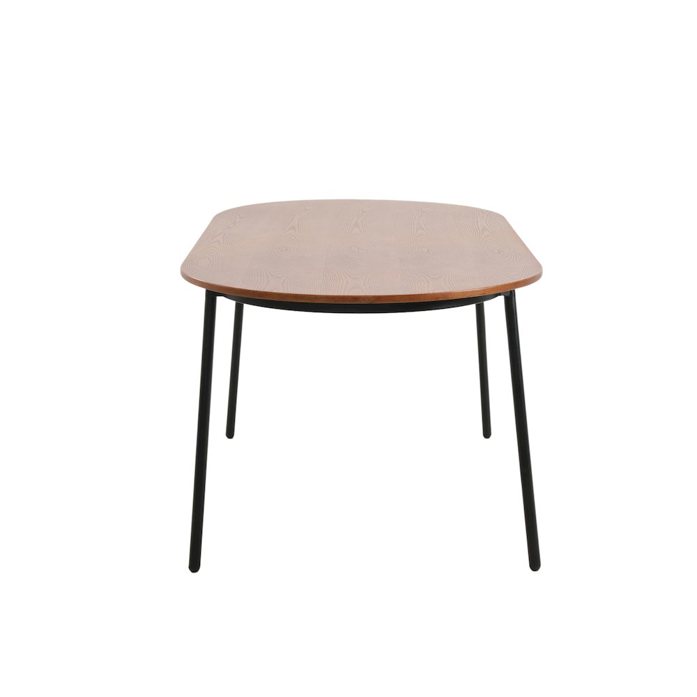 Tule Modern 71" Oval Dining Table with MDF Top and Black Steel Legs in Walnut