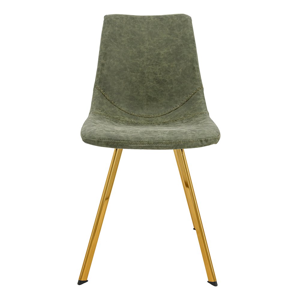 Markley Modern Leather Dining Chair With Gold Legs