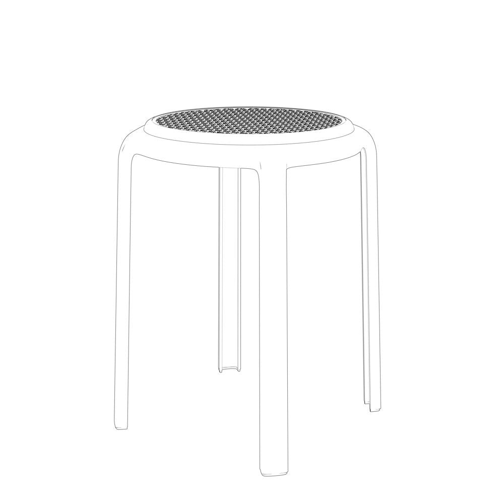 Tresse Series Stackable Round Poly Stool With Wicker Top 13 in Pink