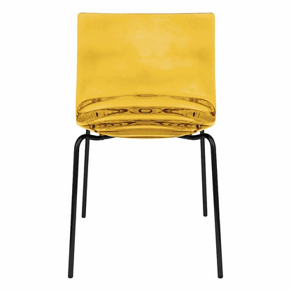 Astor Water Ripple Design Dining Chair in Black Base Orange Seat Set of 4