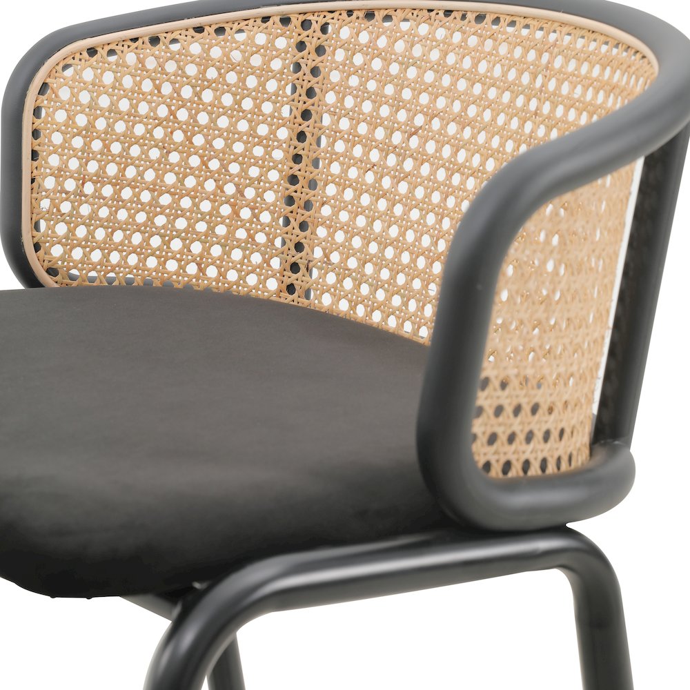Ervilla Mid-Century Modern Wicker Bar Stool in Black