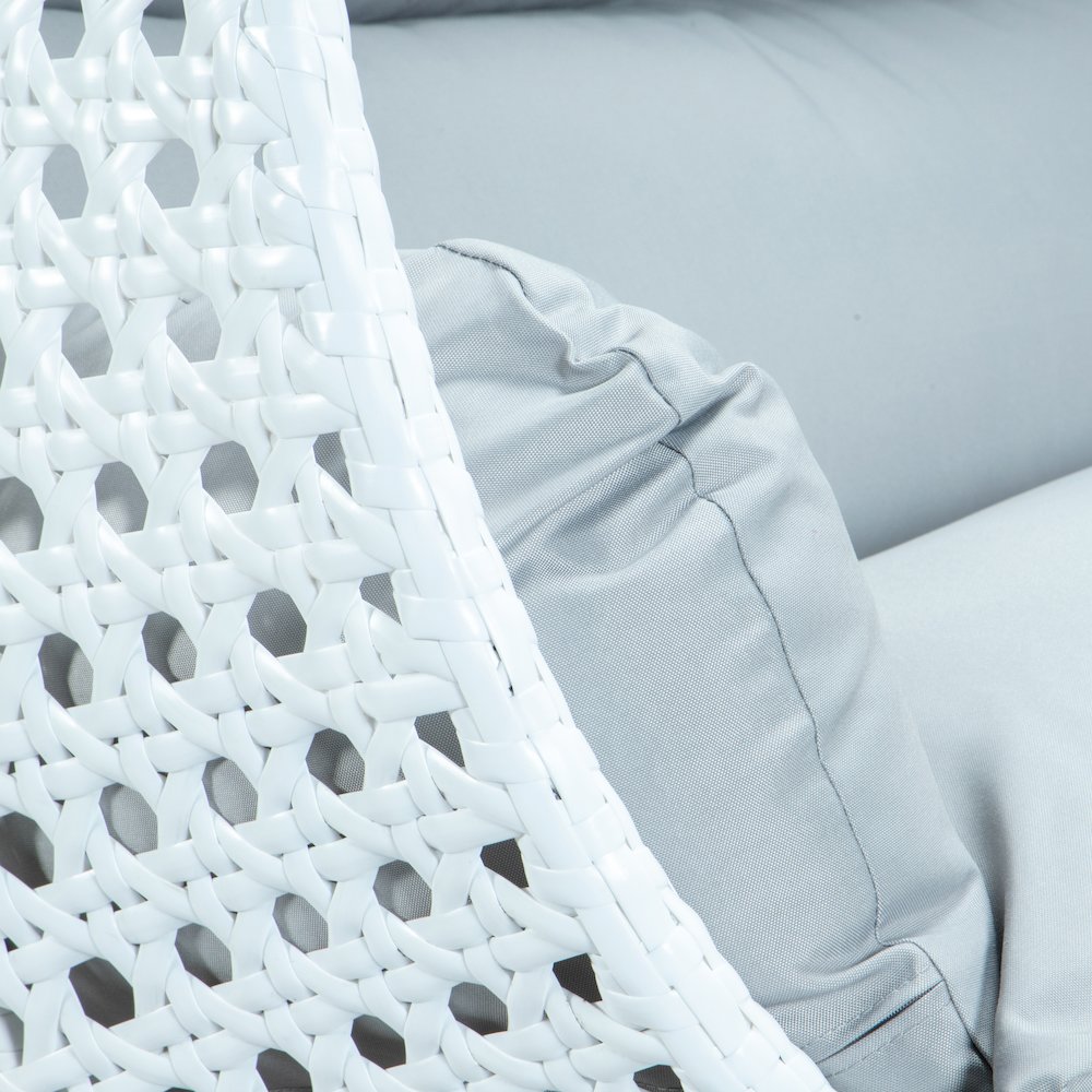 White Wicker Hanging 2 person Egg Swing Chair