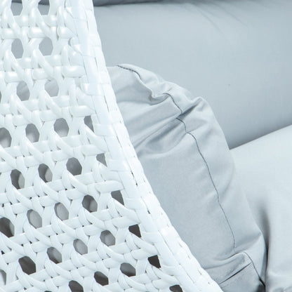 White Wicker Hanging 2 person Egg Swing Chair